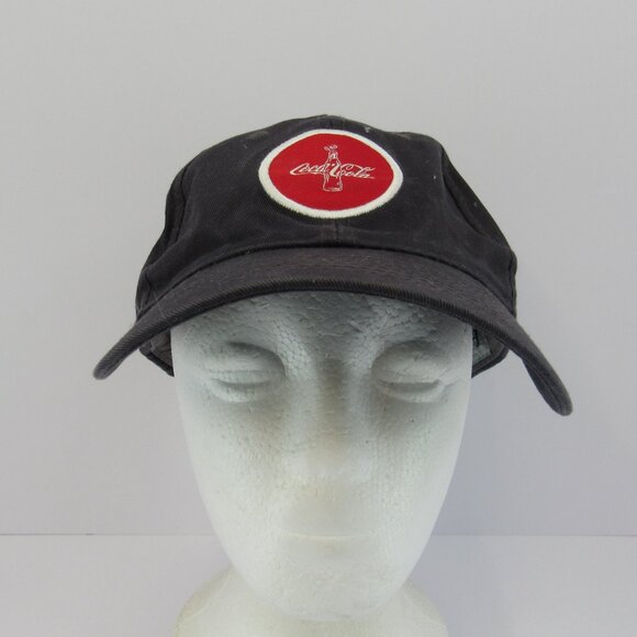 Coca Cola Embroidered Patch Logo Men's Gray Adjustable Strap Back Cap Hat - Picture 2 of 8